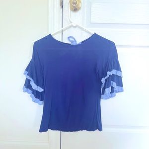 Blue, puffy sleeve shirt